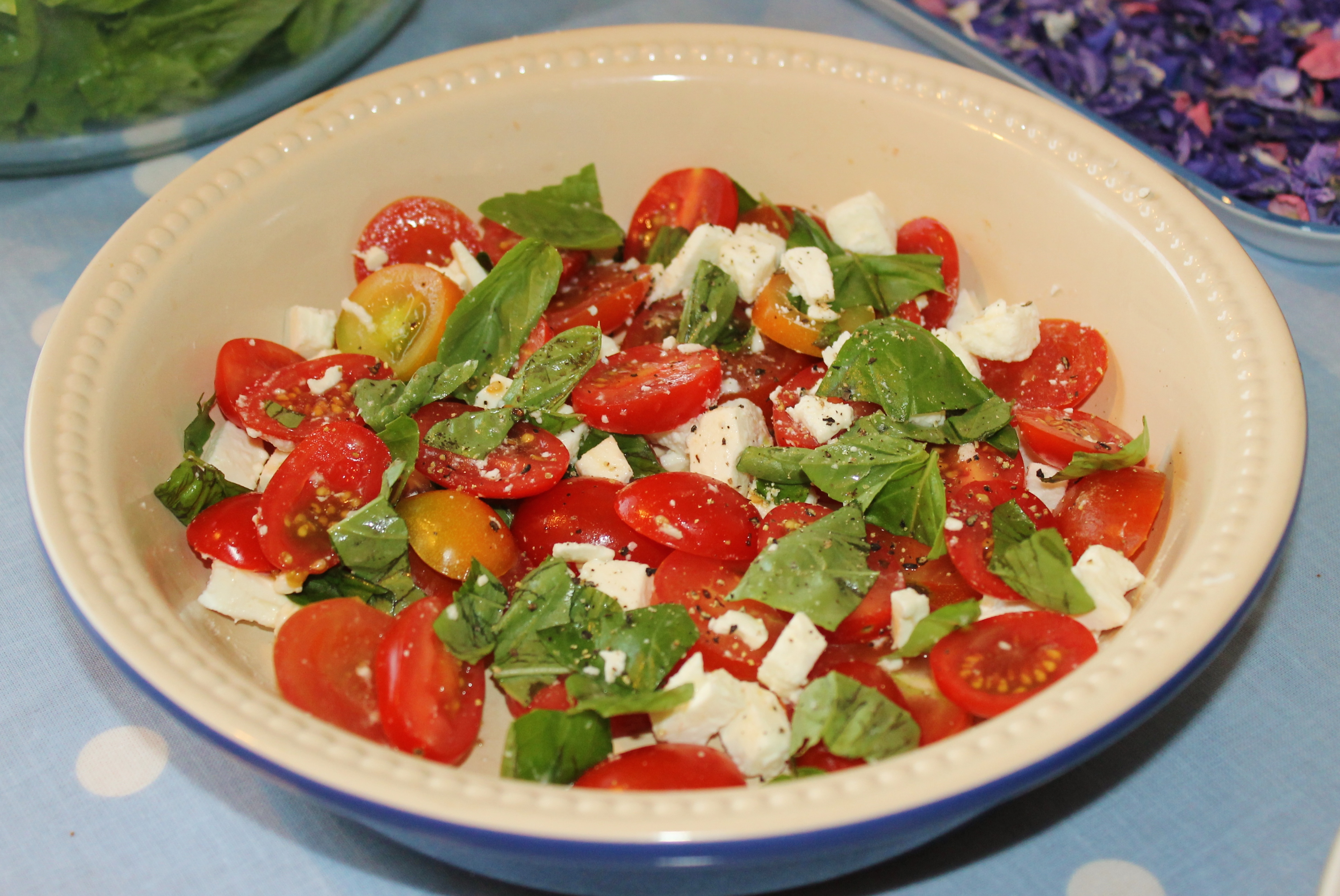 Tomato, Basil and Feta Cheese Salad.